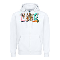 White Love Easter Rabbit Easter Day Zipper Hoodie - HowdyJamesFarm