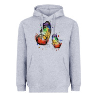 Heather Grey rainbow butterfly pride Heavyweight Hoodie - FaDigitalArtStudio
