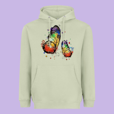 Rainbow Butterfly Pride Heavyweight Hoodie Designed By Fadigitalartstudio