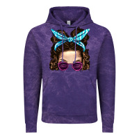 Cloud Purple Messy Bun Mom And Pink Leopard Sunglasses Vintage Hoodie - BundleAndBundleShop