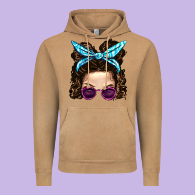 Messy Bun Mom And Pink Leopard Sunglasses Vintage Hoodie Designed By Bundleandbundleshop