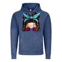 Vintage Denim Messy Bun Mom And Pink Leopard Sunglasses Vintage Hoodie - BundleAndBundleShop