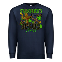 Navy St. Patrick's knows Jesus arose Premium Sweatshirt - FaDigitalArtStudio