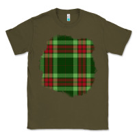 Army Green Christmas Tartan Patch Classic Tee - BundleAndBundleShop