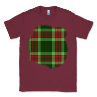 Burgundy Christmas Tartan Patch Classic Tee - BundleAndBundleShop