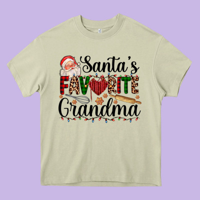 Santa's Favorite Grandma Heavy Core Tee Designed By Adodesignshop