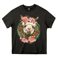 Asphalt western llama and roses Heavy Core Tee - LillyAllenDesigns