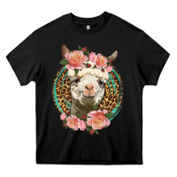 Black western llama and roses Heavy Core Tee - LillyAllenDesigns