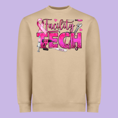 Breast Cancer Facility Tech Heavyweight Sweatshirt Designed By Texasbilliewilder