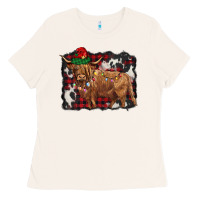 Bone christmas highland cow Ladies Tee - BarkalooDesign
