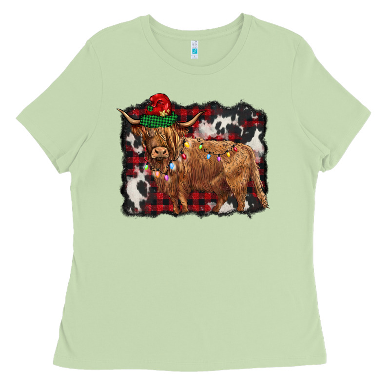 Christmas Highland Cow Ladies Tee by BarkalooDesign | Teevron