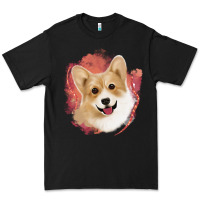 Black corgi peach watercolor background Premium Tee - Jasminsmagicworld