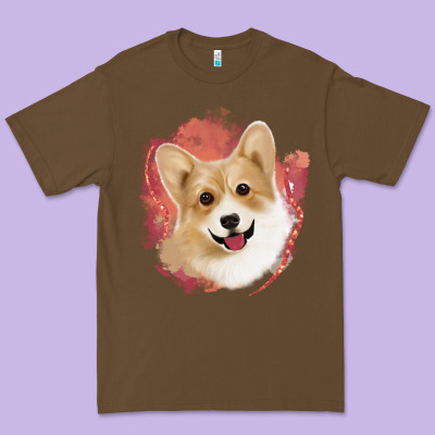 Corgi Peach Watercolor Background Premium Tee Designed By Jasminsmagicworld