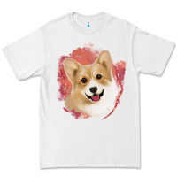 White corgi peach watercolor background Premium Tee - Jasminsmagicworld