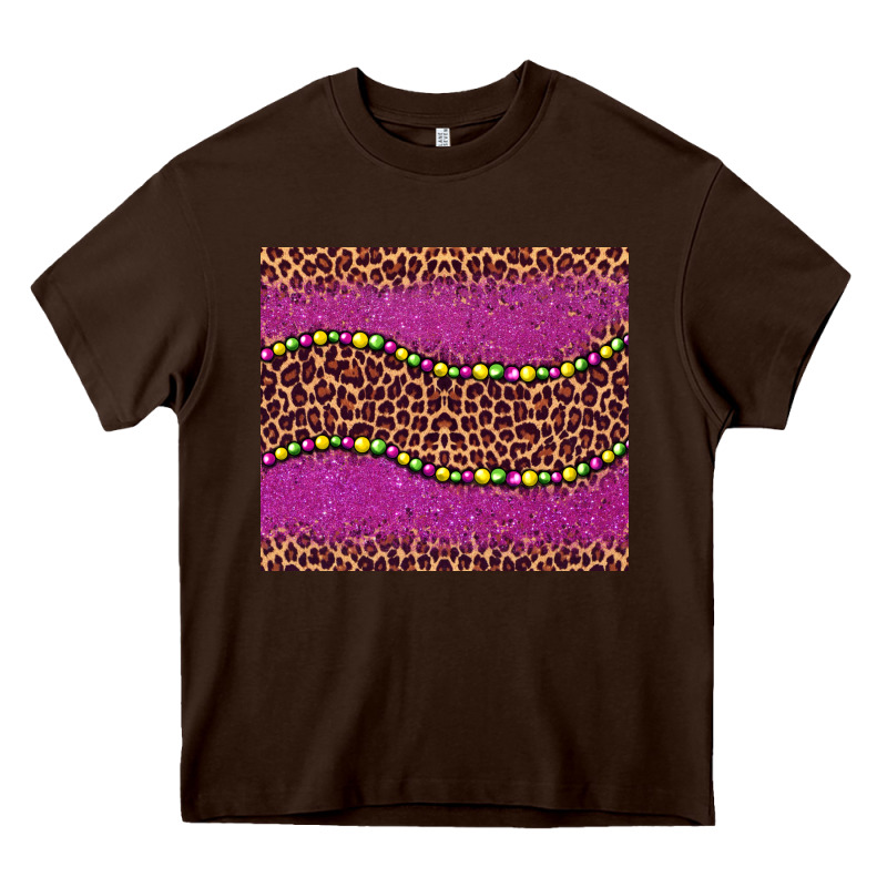 Mardi Gras  Leopard Pink Glitter Bead Heavy Core Tee by BarkalooDesign | Teevron