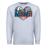 Heather Grey American Mama heart Premium Sweatshirt - FaDigitalArtStudio