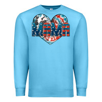 Ocean Blue American Mama heart Premium Sweatshirt - FaDigitalArtStudio