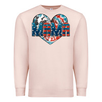 Pale Pink American Mama heart Premium Sweatshirt - FaDigitalArtStudio