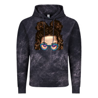 Cloud Black Messy Bun Mom And Glitter Glasses Vintage Hoodie - BundleAndBundleShop