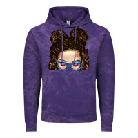 Cloud Purple Messy Bun Mom And Glitter Glasses Vintage Hoodie - BundleAndBundleShop