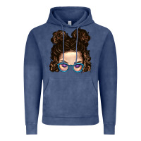 Vintage Denim Messy Bun Mom And Glitter Glasses Vintage Hoodie - BundleAndBundleShop