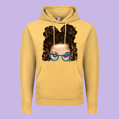 Messy Bun Mom And Glitter Glasses Vintage Hoodie Designed By Bundleandbundleshop