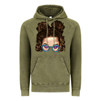 Vintage Olive Messy Bun Mom And Glitter Glasses Vintage Hoodie - BundleAndBundleShop