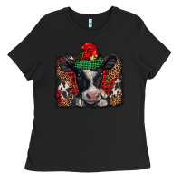 Black christmas black and white baby cow Ladies Tee - BarkalooDesign