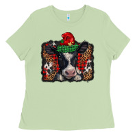 Matcha christmas black and white baby cow Ladies Tee - BarkalooDesign