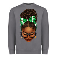Storm Afro Messy Bun Green and White Bow Heavyweight Sweatshirt - texasbilliewilder