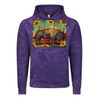 Cloud Purple western bison with sunset background Vintage Hoodie - RanaPortraitStore