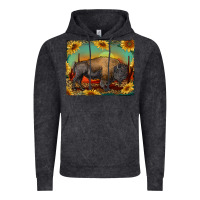 Vintage Black western bison with sunset background Vintage Hoodie - RanaPortraitStore