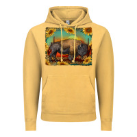 Vintage Mustard western bison with sunset background Vintage Hoodie - RanaPortraitStore