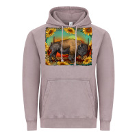 Vintage Zinc western bison with sunset background Vintage Hoodie - RanaPortraitStore