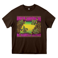 Chocolate Brown mardi gras  leopard pink glitter Heavy Core Tee - BarkalooDesign