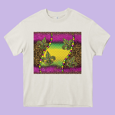 Mardi Gras  Leopard Pink Glitter Heavy Core Tee Designed By Barkaloodesign