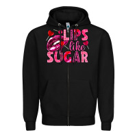 Black Lips like sugar Valentine's Day Zipper Hoodie - HowdyJamesFarm