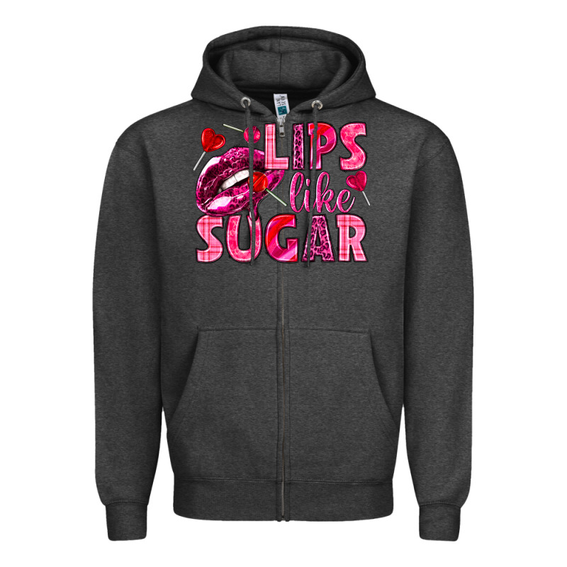 Lips Like Sugar Valentine's Day Zipper Hoodie by HowdyJamesFarm | Teevron