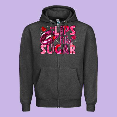 Lips Like Sugar Valentine's Day Zipper Hoodie Designed By Howdyjamesfarm