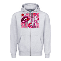 Heather Grey Lips like sugar Valentine's Day Zipper Hoodie - HowdyJamesFarm