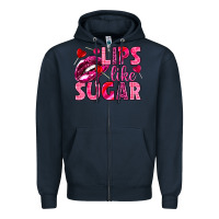 Navy Lips like sugar Valentine's Day Zipper Hoodie - HowdyJamesFarm