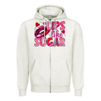 Oatmeal Heather Lips like sugar Valentine's Day Zipper Hoodie - HowdyJamesFarm