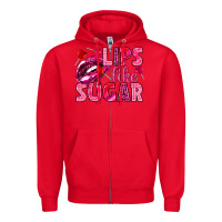 Red Lips like sugar Valentine's Day Zipper Hoodie - HowdyJamesFarm