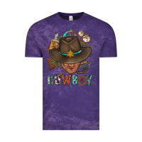Cloud Purple Western Cowboy Portrait With Cactus Vintage Tee - BundleAndBundleShop
