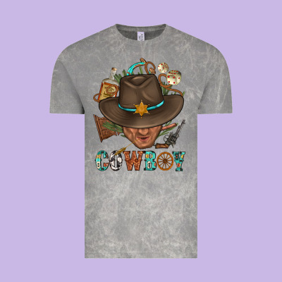 Western Cowboy Portrait With Cactus Vintage Tee Designed By Bundleandbundleshop