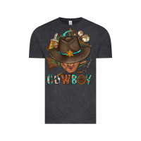 Vintage Black Western Cowboy Portrait With Cactus Vintage Tee - BundleAndBundleShop