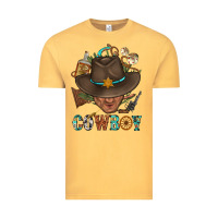 Vintage Mustard Western Cowboy Portrait With Cactus Vintage Tee - BundleAndBundleShop