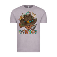 Vintage Zinc Western Cowboy Portrait With Cactus Vintage Tee - BundleAndBundleShop