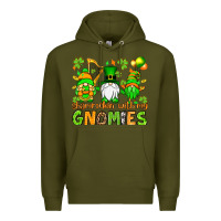Army Green St. Patrick's Day shamrockin' with my gnomies Premium Hoodie - OliviaCreatesArt