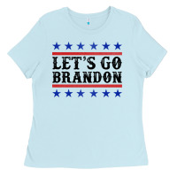 Baby Blue Let's Go Brandon American Flag Ladies Tee - Jasminsmagicworld